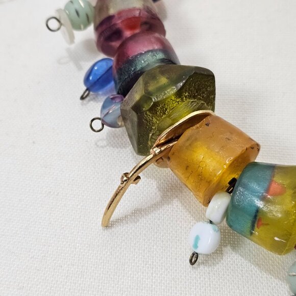 Vintage Lucite Retro Chunky Beaded Charm Art Deco Statement Rare Necklace - Picture 2 of 5